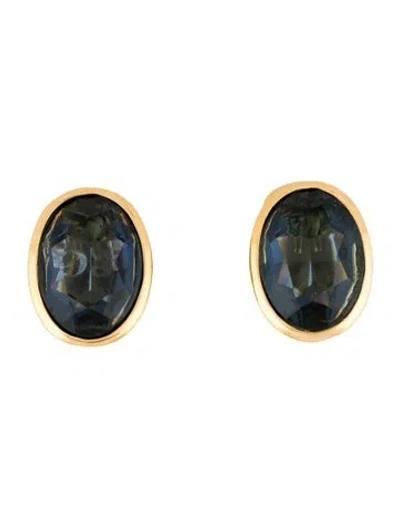 Pre-owned Dior Vintage Crystal Clip-on Earrings In Blue