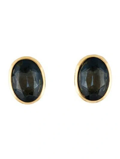 Pre-owned Dior Vintage Crystal Clip-on Earrings In Blue