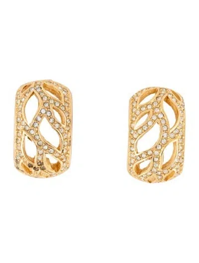 Pre-owned Dior Vintage Crystal Clip-on Earrings In Clear