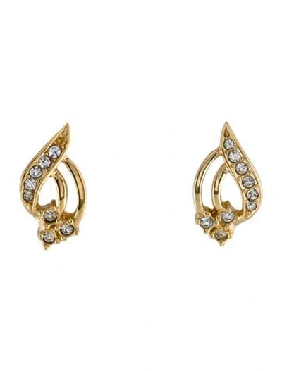Pre-owned Dior Vintage Crystal Clip-on Earrings In Multi