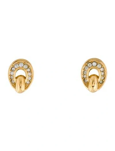 Pre-owned Dior Vintage Crystal Clip-on Earrings In Multi