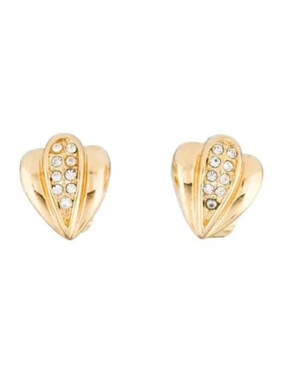 Pre-owned Dior Vintage Crystal Clip-on Earrings In Multi