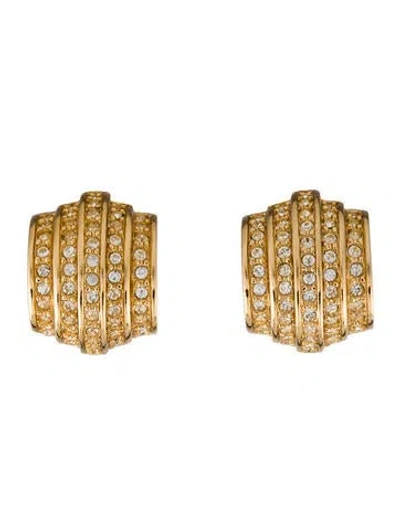 Pre-owned Dior Vintage Crystal Clip-on Earrings In Multi
