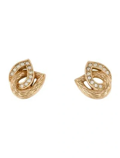 Pre-owned Dior Vintage Crystal Clip-on Earrings In Multi