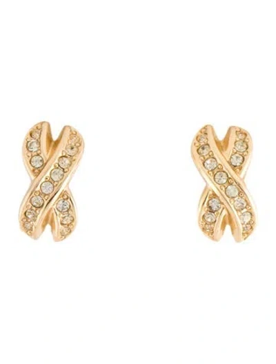 Pre-owned Dior Vintage Crystal Clip-on Earrings In Multi
