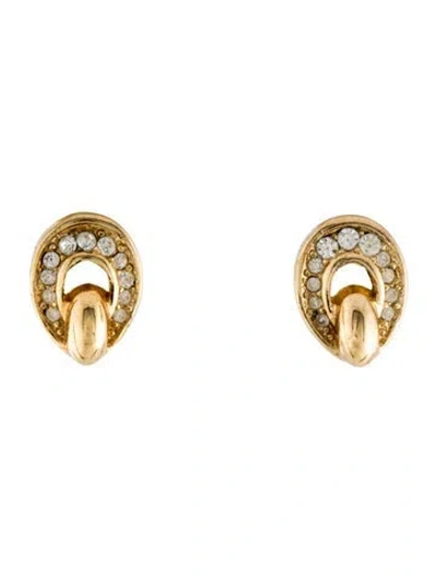 Pre-owned Dior Vintage Crystal Clip-on Earrings In Multi