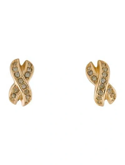 Pre-owned Dior Vintage Crystal Clip-on Earrings In Multi