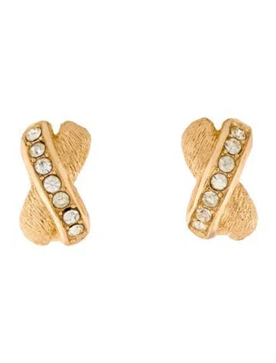 Pre-owned Dior Vintage Crystal Clip-on Earrings In Multi
