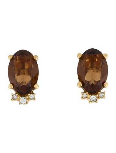 Pre-owned Dior Vintage Crystal Clip-on Earrings In Multi