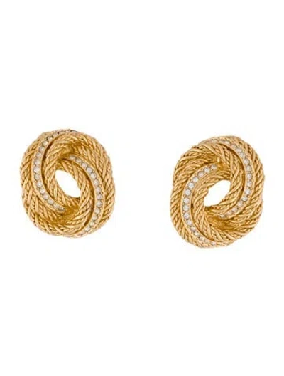 Pre-owned Dior Vintage Crystal Clip-on Earrings In Multi