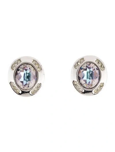 Pre-owned Dior Vintage Crystal Clip-on Earrings In Multi