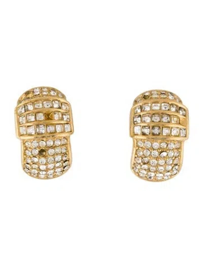 Pre-owned Dior Vintage Crystal Clip-on Earrings In Multi