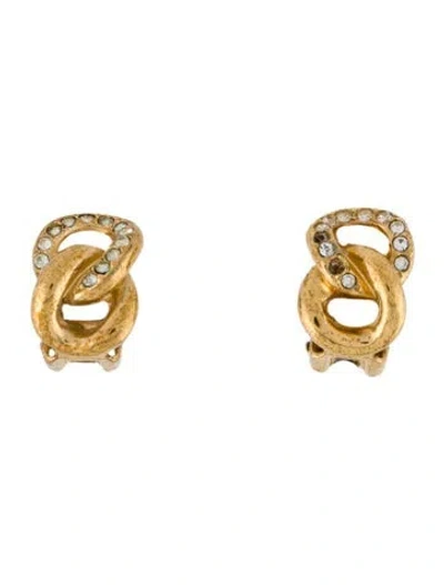 Pre-owned Dior Vintage Crystal Clip-on Earrings In Multi