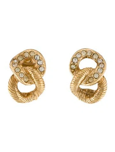 Pre-owned Dior Vintage Crystal Clip-on Earrings In Multi