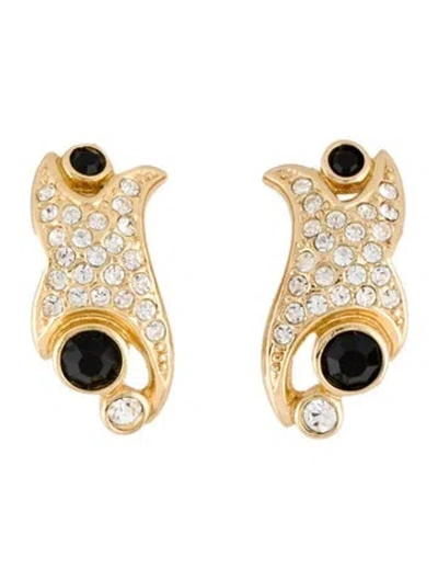 Pre-owned Dior Vintage Crystal Clip-on Earrings In Multi