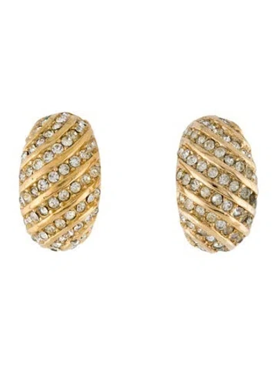 Pre-owned Dior Vintage Crystal Clip-on Earrings In Multi