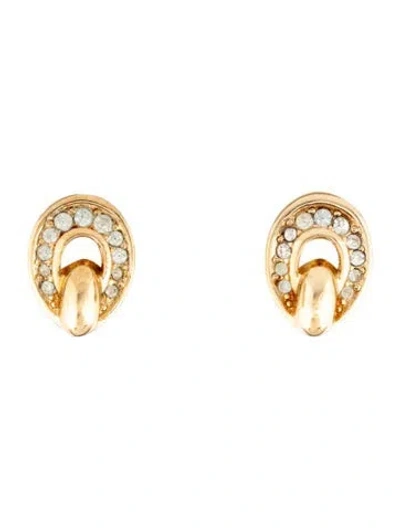 Pre-owned Dior Vintage Crystal Clip-on Earrings In Multi