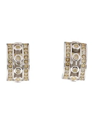 Pre-owned Dior Vintage Crystal Clip-on Earrings In Multi