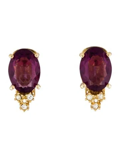 Pre-owned Dior Vintage Crystal Clip-on Earrings In Multi