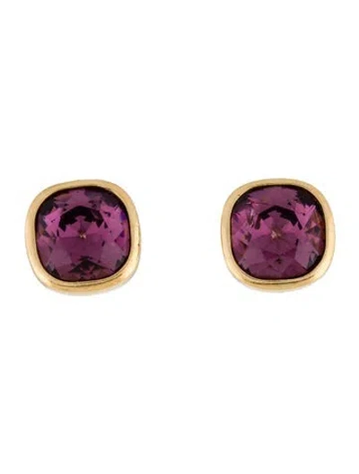 Pre-owned Dior Vintage Crystal Clip-on Earrings In Purple