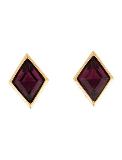 Pre-owned Dior Vintage Crystal Clip-on Earrings In Purple