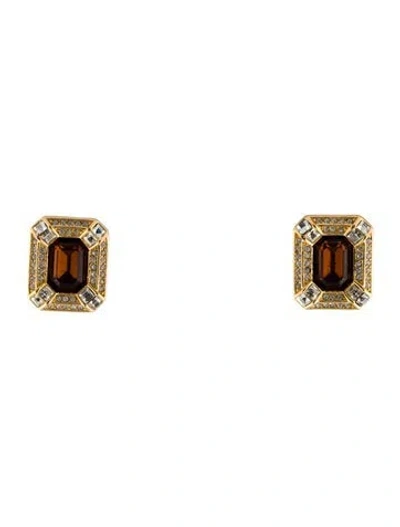 Pre-owned Dior Vintage Crystal Clip-on Earrings In Red