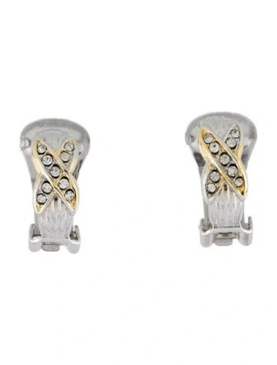 Pre-owned Dior Vintage Crystal Clip-on Earrings In Transparent
