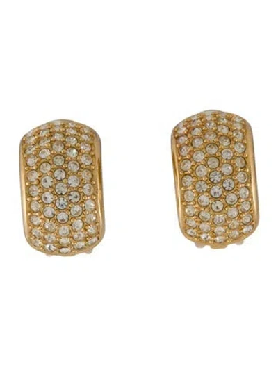 Pre-owned Dior Vintage Crystal Clip-on Earrings In Transparent