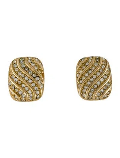 Pre-owned Dior Vintage Crystal Clip-on Earrings In Transparent
