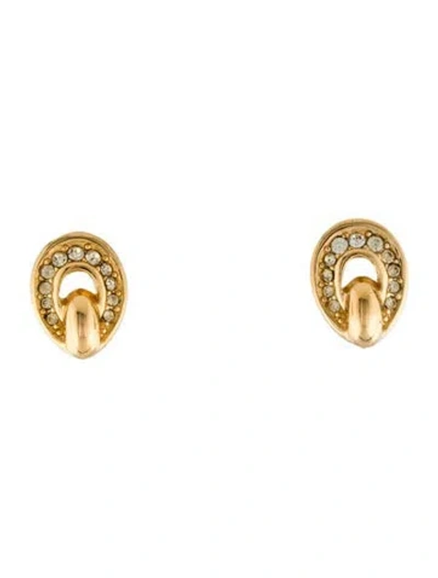 Pre-owned Dior Vintage Crystal Clip-on Earrings In Transparent