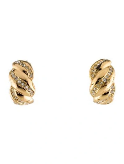 Pre-owned Dior Vintage Crystal Clip-on Earrings In Transparent