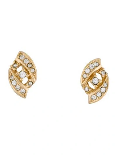 Pre-owned Dior Vintage Crystal Clip-on Earrings In Transparent