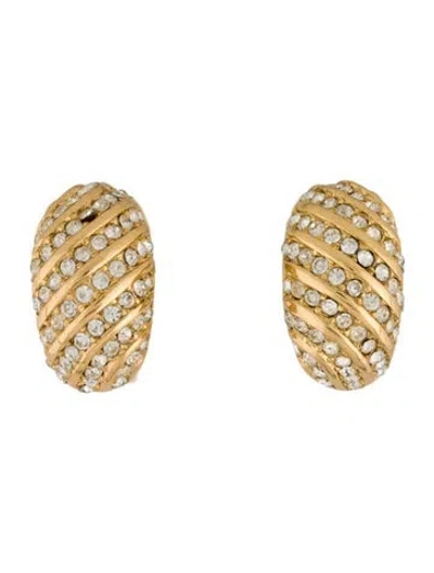 Pre-owned Dior Vintage Crystal Clip-on Earrings In Transparent