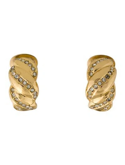 Pre-owned Dior Vintage Crystal Clip-on Earrings In Transparent