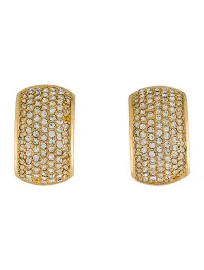 Pre-owned Dior Vintage Crystal Clip-on Earrings In Transparent