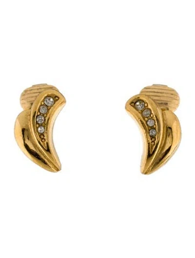 Pre-owned Dior Vintage Crystal Clip-on Earrings In Transparent