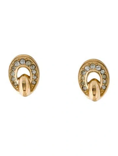 Pre-owned Dior Vintage Crystal Clip-on Earrings In Transparent