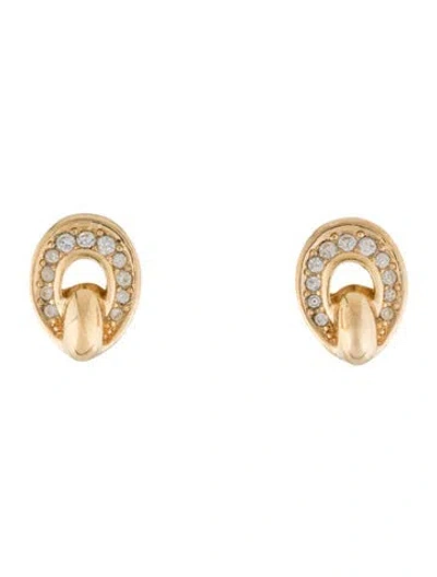 Pre-owned Dior Vintage Crystal Clip-on Earrings In Transparent