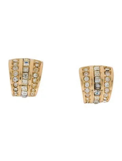 Pre-owned Dior Vintage Crystal Clip-on Earrings In Transparent