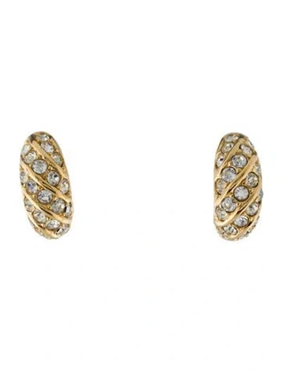 Pre-owned Dior Vintage Crystal Clip-on Earrings In Transparent