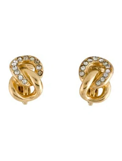 Pre-owned Dior Vintage Crystal Clip-on Earrings In Transparent