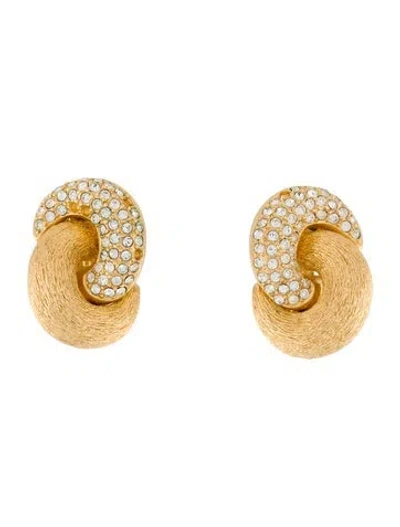 Pre-owned Dior Vintage Crystal Clip-on Earrings In Transparent