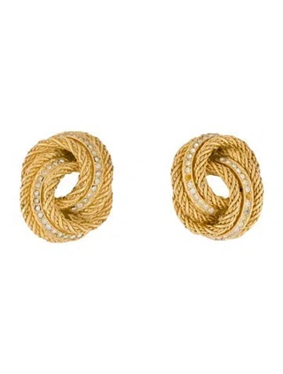 Pre-owned Dior Vintage Crystal Clip-on Earrings In Transparent