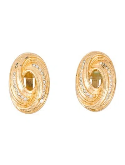 Pre-owned Dior Vintage Crystal Clip-on Earrings In Transparent