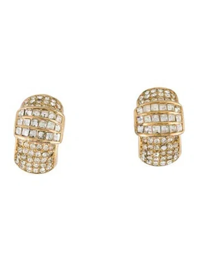 Pre-owned Dior Vintage Crystal Clip-on Earrings In Transparent