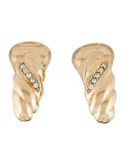 Pre-owned Dior Vintage Crystal Clip-on Earrings In Transparent