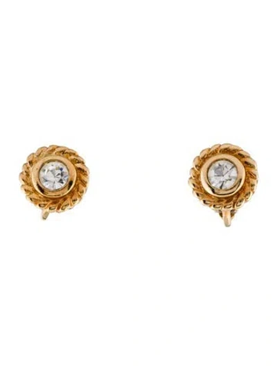 Pre-owned Dior Vintage Crystal Clip-on Earrings In Transparent