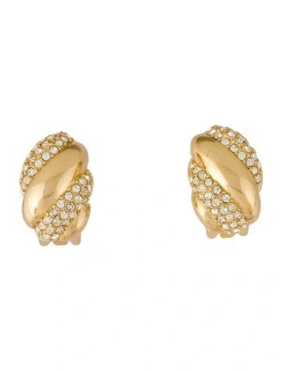 Pre-owned Dior Vintage Crystal Clip-on Earrings In Transparent