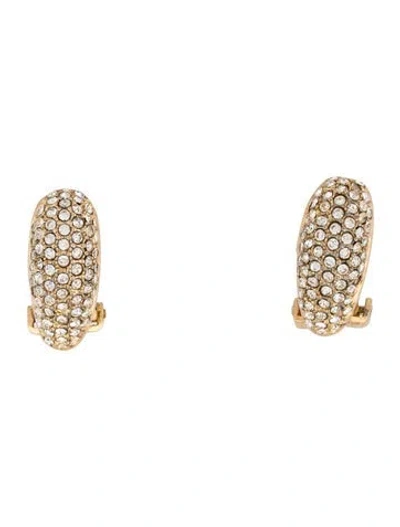 Pre-owned Dior Vintage Crystal Clip-on Earrings In Transparent