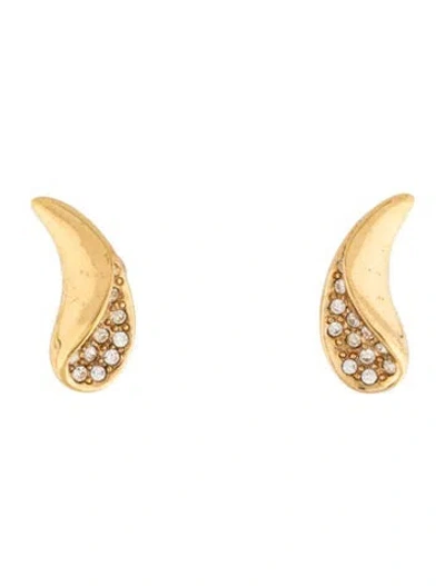 Pre-owned Dior Vintage Crystal Clip-on Earrings In Transparent